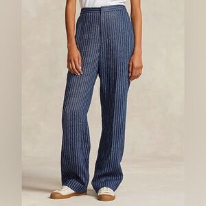 Ralph Lauren Pinstripe Linen Straight-leg Pants